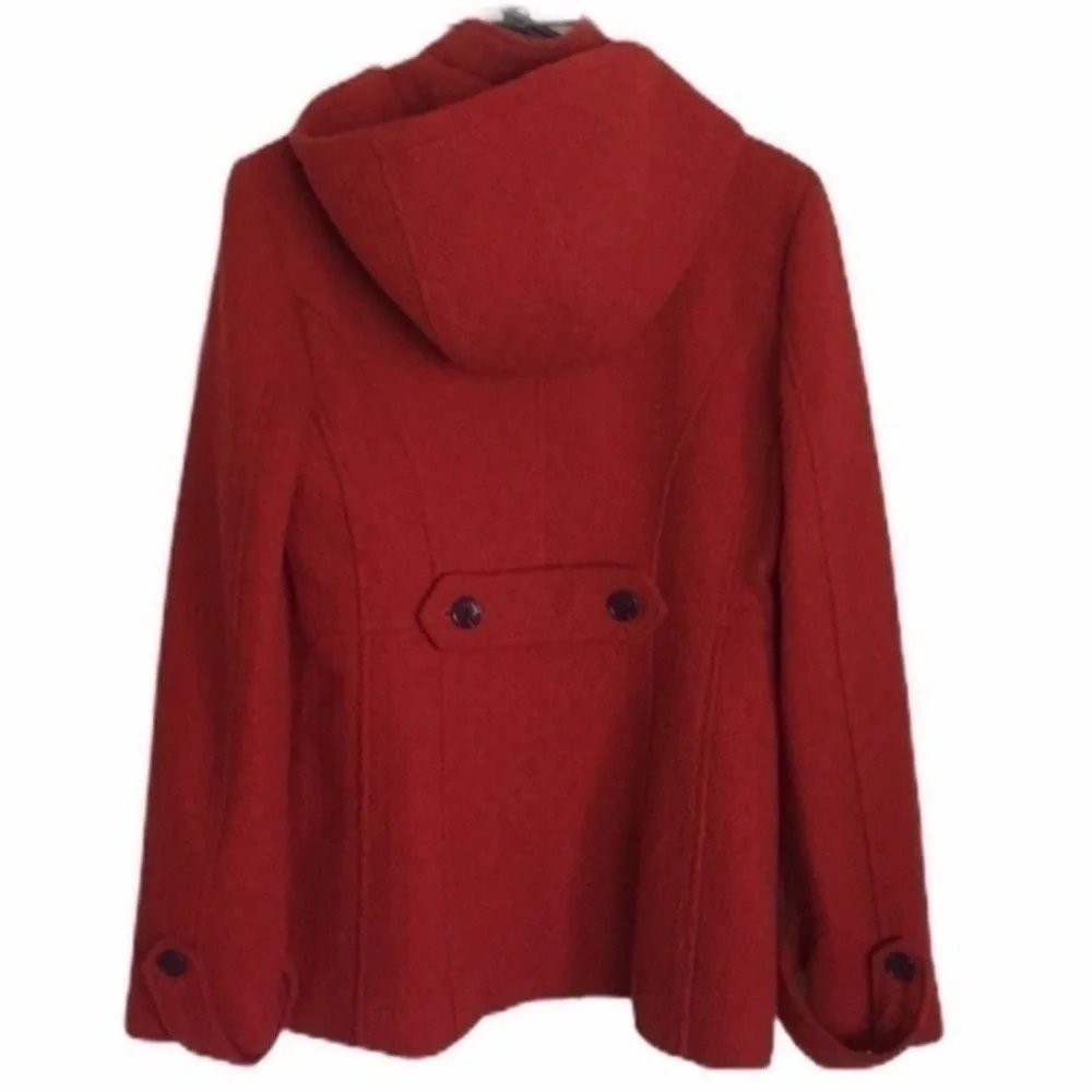 JESSICA SIMPSON red hooded texture toggle coat